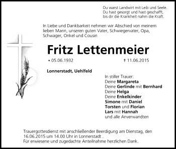 Anzeige von Fritz Lettenmeier von MGO