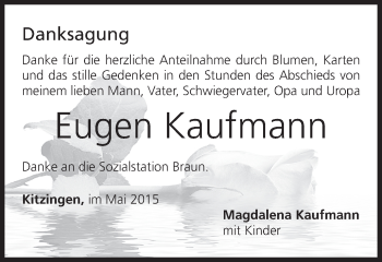 Anzeige von Eugen Kaufmann von MGO
