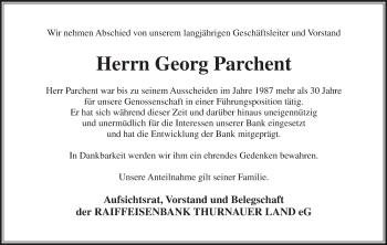 Anzeige von Georg Parchent von MGO