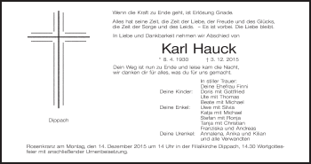 Anzeige von Karl Hauck von MGO