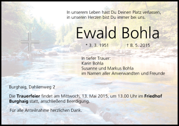 Anzeige von Ewald Bohla von MGO