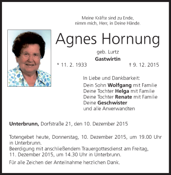 Anzeige von Agnes Hornung von MGO