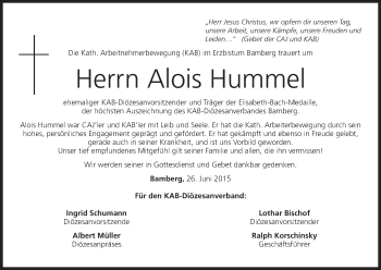 Anzeige von Alois Hummel von MGO