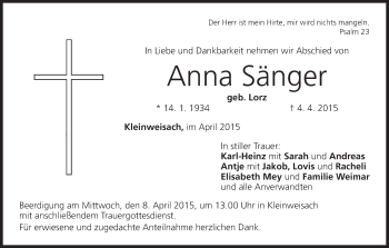 Anzeige von Anna Sänger von MGO