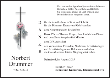 Anzeige von Norbert Drummer von MGO