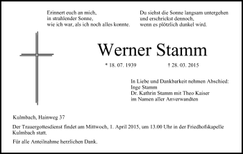 Anzeige von Werner Stamm von MGO