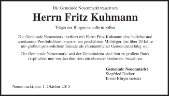 Anzeige von Fritz Kuhmann von MGO