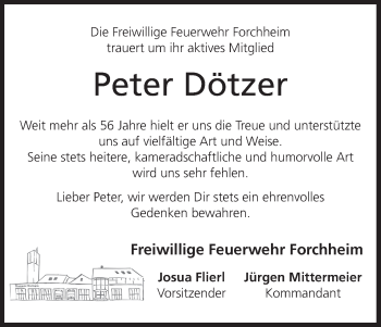 Anzeige von Peter Dötzner von MGO