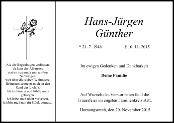Anzeige von Hans-Jürgen Günther von MGO