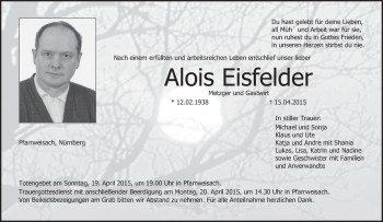 Anzeige von Alois Eisfelder von MGO