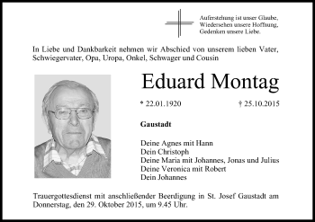 Anzeige von Eduard Montag von MGO