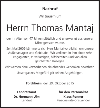 Anzeige von Thomas Mantaj von MGO