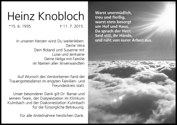 Anzeige von Heinz Knobloch von MGO