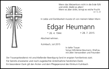 Anzeige von Edgar Heumann von MGO