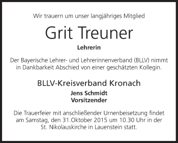 Anzeige von Grit Treuner von MGO