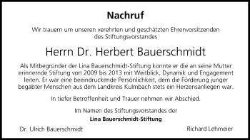 Anzeige von Herbert Bauerschmidt von MGO