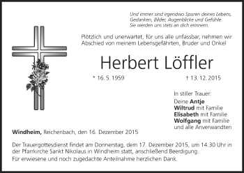 Anzeige von Herbert Löffler von MGO