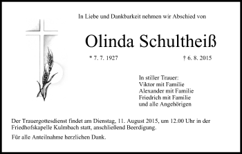 Anzeige von Olinda Schultheiß von MGO