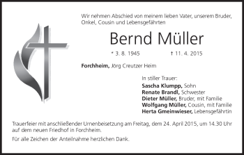 Anzeige von Bernd Müller von MGO