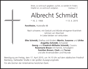 Anzeige von Albrecht Schmidt von MGO