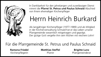 Anzeige von Heinrich Burkard von MGO