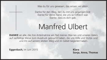 Anzeige von Manfred Ulbert von MGO
