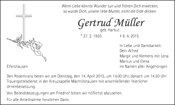 Anzeige von Gertrud Müller von MGO