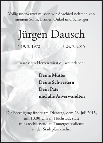 Anzeige von Jürgen Dausch von MGO
