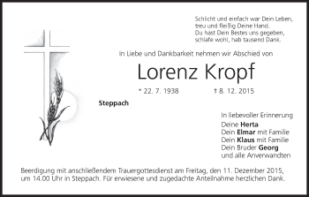 Anzeige von Lorenz Kropf von MGO