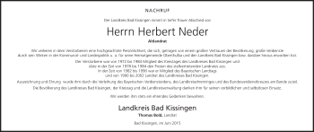 Anzeige von Herbert Neder von MGO