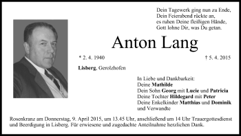 Anzeige von Anton Lang von MGO