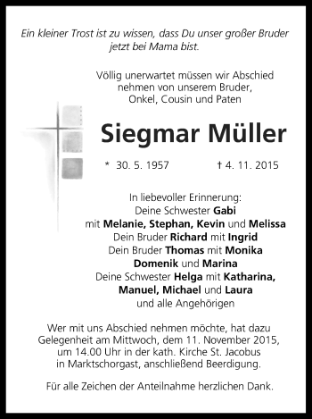 Anzeige von Siegmar Müller von MGO