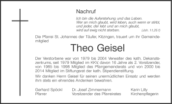 Anzeige von Theo Geisel von MGO
