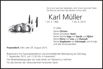 Anzeige von Karl Müller von MGO