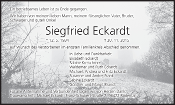 Anzeige von Siegfried Eckardt von MGO