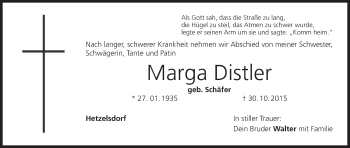 Anzeige von Marga Distler von MGO