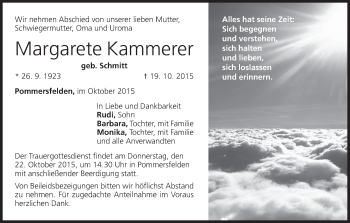 Anzeige von Margarete Kammerer von MGO