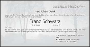 Anzeige von Franz Schwarz von MGO