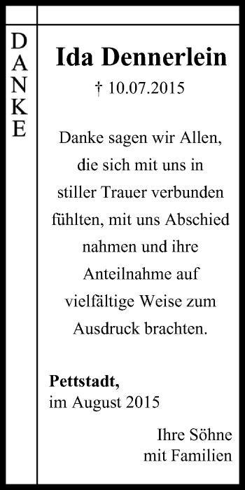 Anzeige von Ida Dennerlein von MGO