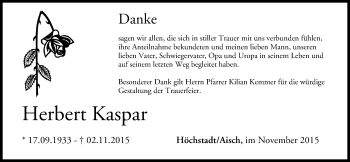 Anzeige von Herbert Kaspar von MGO