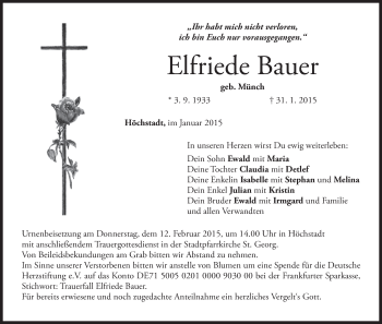 Anzeige von Elfriede Bauer von MGO
