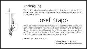 Anzeige von Josef Krapp von MGO
