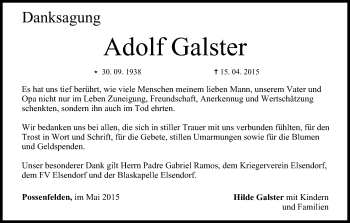 Anzeige von Adolf Galster von MGO