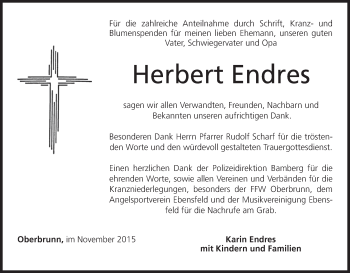 Anzeige von Herbert Endres von MGO