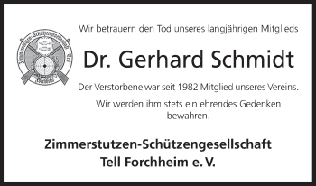 Anzeige von Gerhard Schmidt von MGO