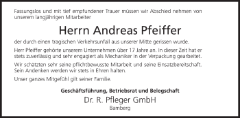 Anzeige von Andreas Pfeiffer von MGO