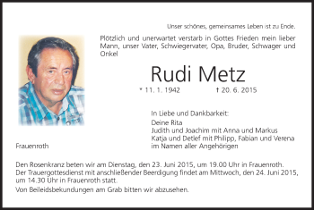Anzeige von Rudi Metz von MGO