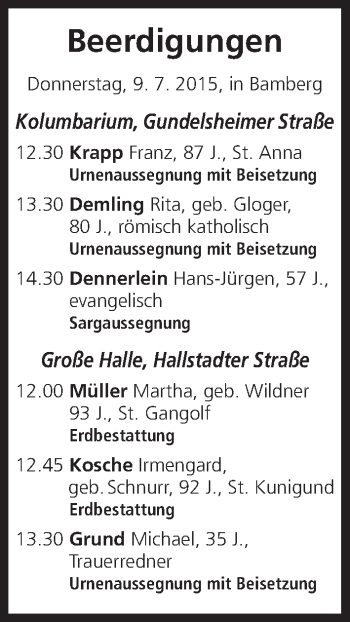 Anzeige von Franz Krapp von MGO