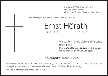 Anzeige von Ernst Hörath von MGO