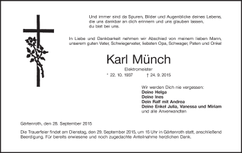 Anzeige von Karl Münch von MGO
